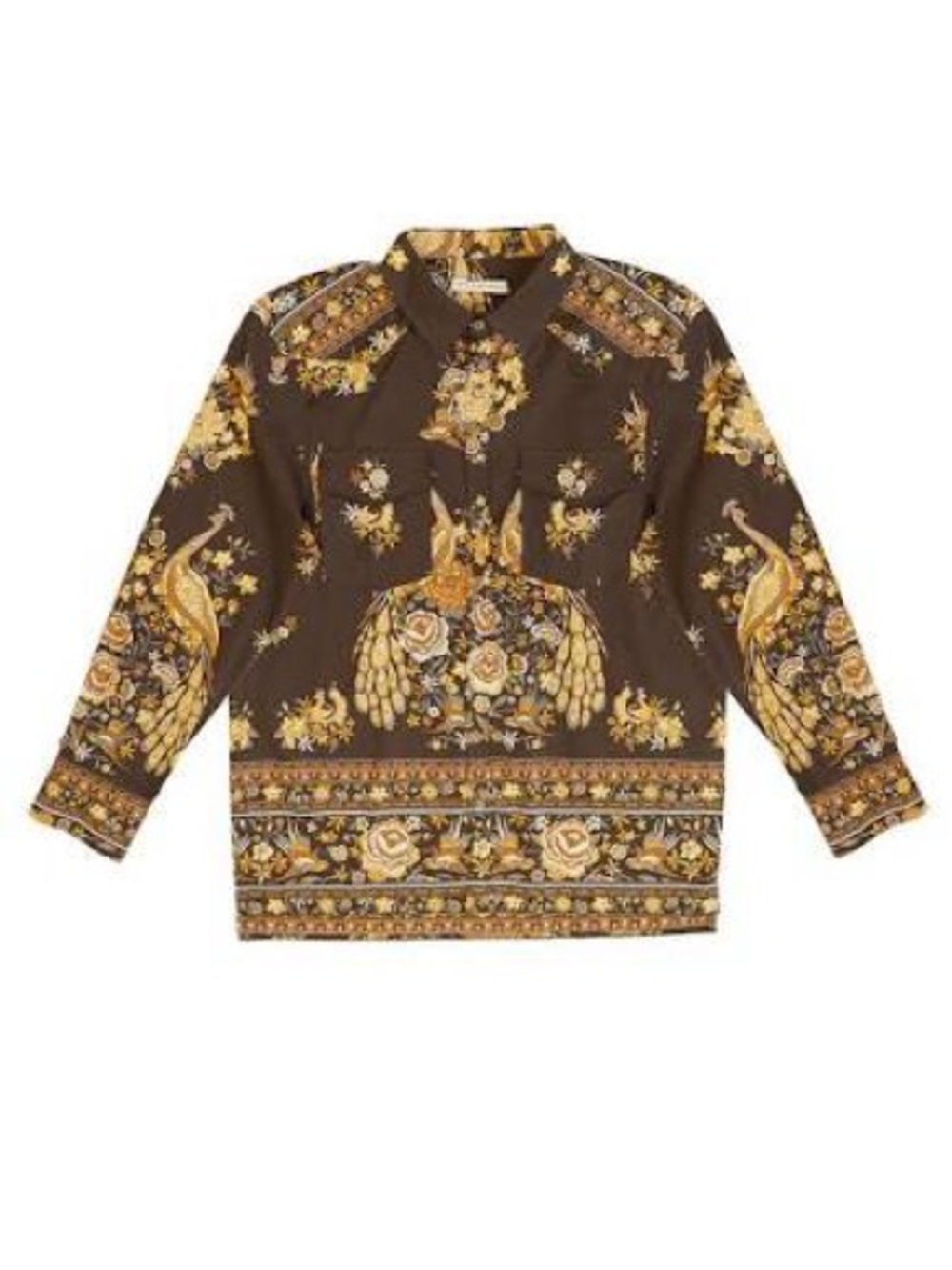 Spell Brown Paisley Long-Sleeve Button Down Shirt